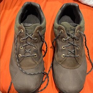 Timberland Brown and Olive Low-Top Lace-Up Sneakers